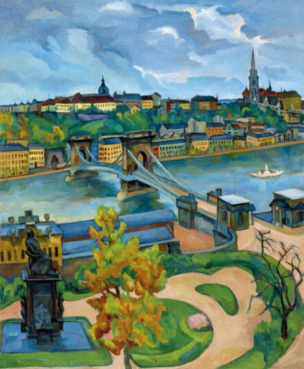 Perlrott Csaba Vilmos:Budapest látképe a Lánchíddal, 1910-es évek