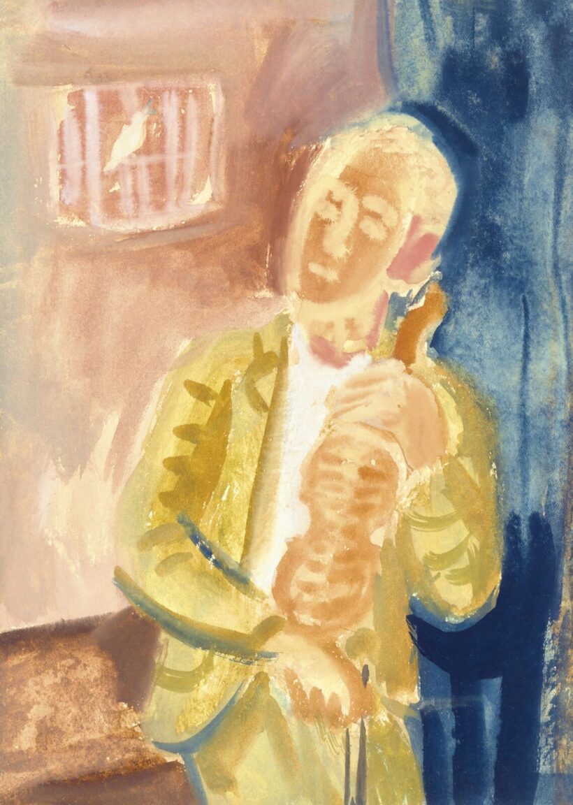 Berény Róbert:Madárdal (Fiú hegedűvel)