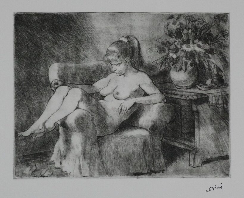 Biai Főglein István (1905 - 1974): Akt fotelben, 1960-as évek