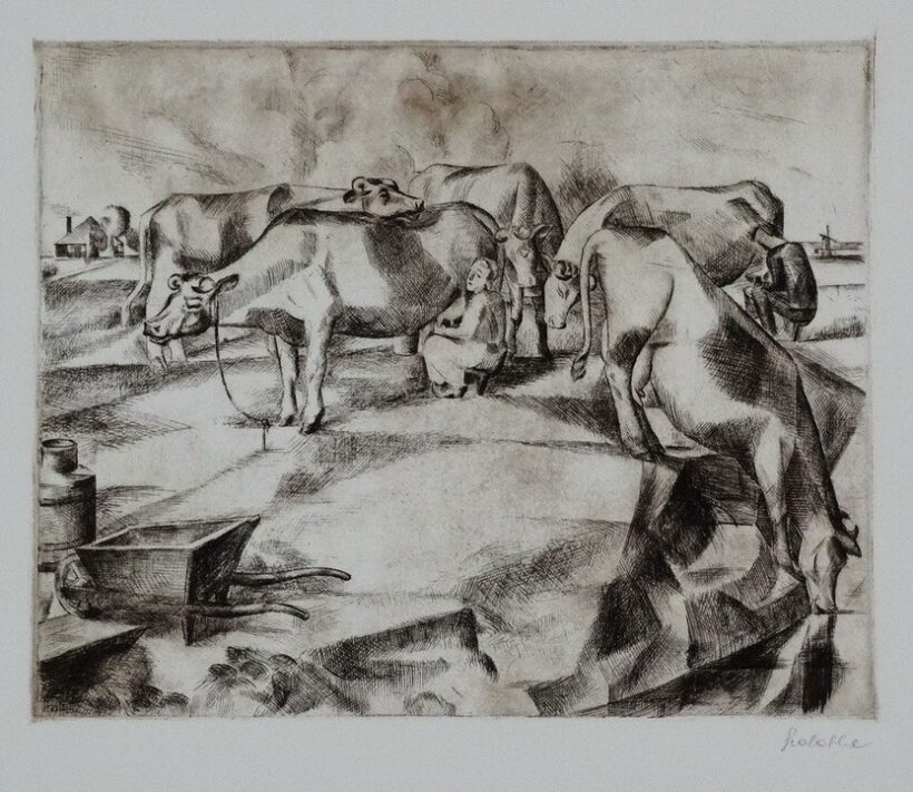 Szobotka Imre (1890-1961): Tehénfejés, 1920-as évek