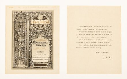 Róth Miksa (Pest, 1865 – Budapest, 1944) Ólomüveg terv a kassai Szt. Mihály templomba és 1 korabeli plakát Tus, akvarell, papír 47 X 30cm Jelezve jobbra lent: Pinx M. Roth 94