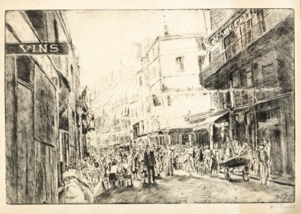 Aszódi Weil Erzsébet (Budapest, 1901 - Budapest, 1976) Utcai forgatag Rézkarc, papír 370 X 550 mm Jelezve jobbra lent: Weil Erzsébet