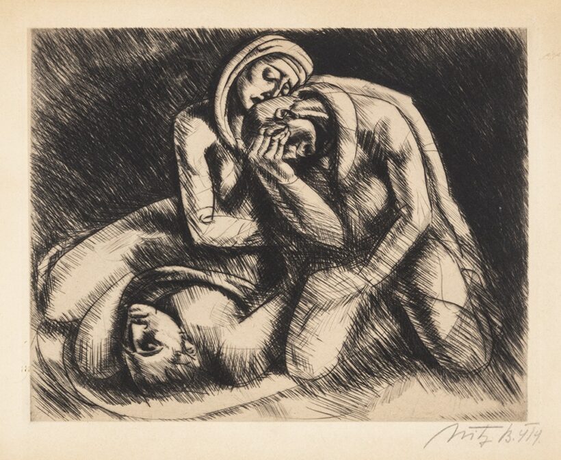 Uitz Béla (Mehala, 1887 – Budapest, 1972) Sirató Papír, rézkarc 180 X 230 mm Jelezve jobbra lent: Uitz B. 919