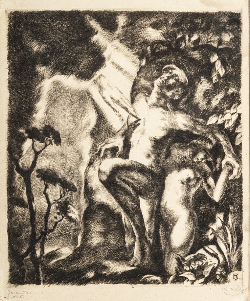 Réfi-Kády János (Pozsony, 1894 – 1941) Teremtés N5 Rézkarc, papír 230 X 192 mm Jelezve jobbra lent: R. Kády