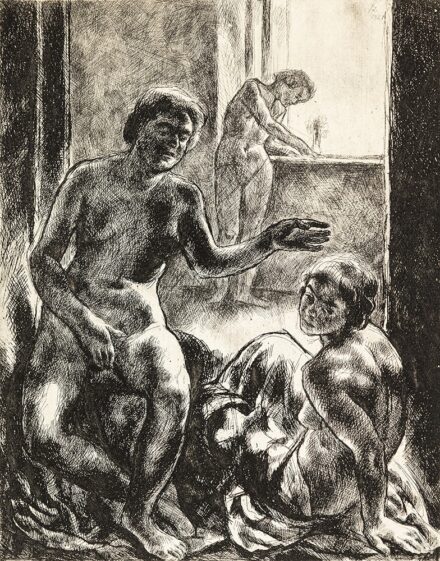 Szőnyi István (Újpest, 1894 – Zebegény, 1960) Női aktok Rézkarc, papír 250 X 193 mm Jelezve jobbra fent a dúcon: Sz. 1921