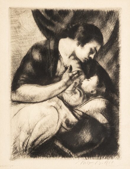 Uitz Béla (Mehala, 1887 – Budapest, 1972) Anya gyermekével, 1920 Rézkarc, papír 235 X 176 mm Jelezve jobbra lent: Uitz B. 1920