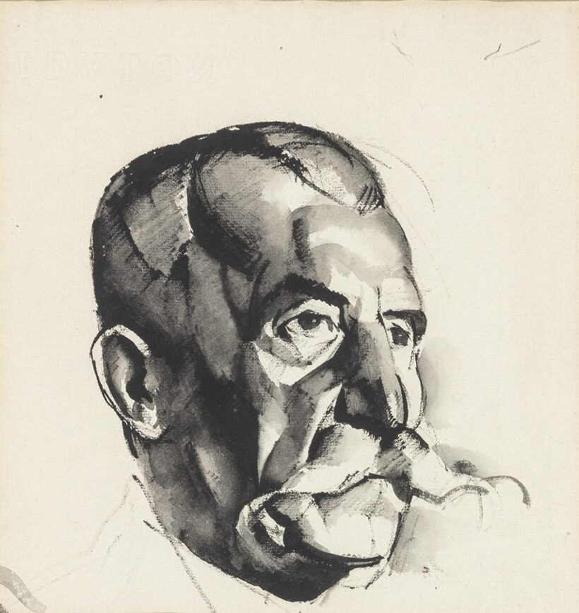 Aba-Novák Vilmos (Budapest, 1894 – Budapest, 1941) Férfi portré Papír, tus 275 X 252 mm Jelzés nélkül Aba-Novák Vilmos unokája, Kováts Kristóf igazolásával