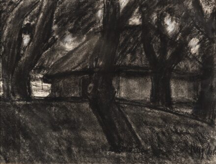 Nagy István (Csíkmindszent, 1873 – Baja, 1937) Árnyékos kertrészlet Papír, szén 24,5 X 32 cm Jelezve jobbra lent: Nagy István