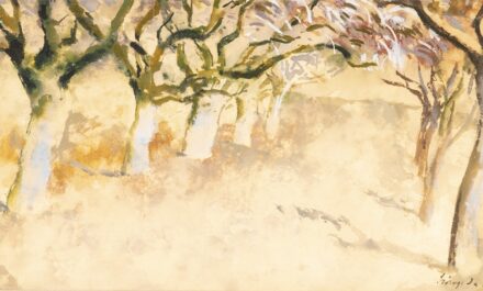 Szőnyi István (Újpest, 1894 – Zebegény, 1960) Őszi fasor Gouache, papír 19,5 X 32,5 cm Jelezve jobbra lent: Szőnyi I.