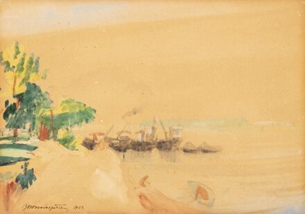 Boromisza Tibor (Bácsalmás, 1880 — Szentendre, 1960) Kikötő Akvarell, papír 200 X 290 mm Jelezve balra lent: Boromisza Tibor 1922