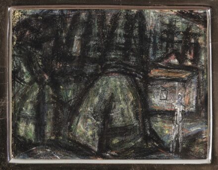 Barcsay Jenő (Katona, 1900 – Budapest, 1988) Ember és természet Vegyes technika, papír 15,5 X 21 cm Jelzés nélkül