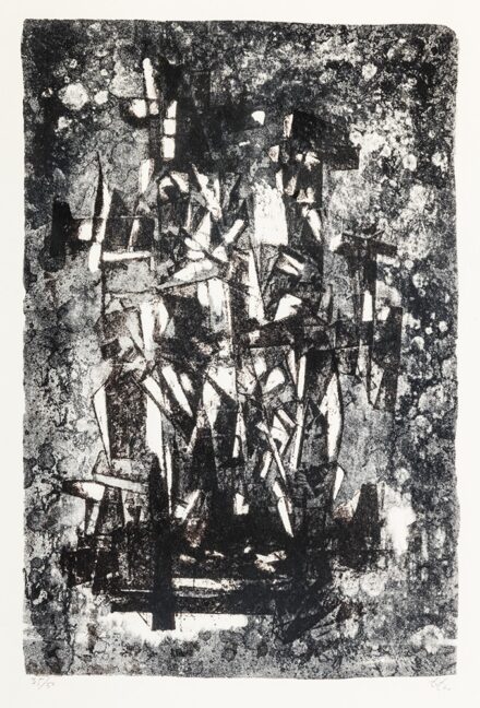 Amerigo Tot (Fehérvárcsurgó, 1909 – Róma, 1984) Absztrakt kompozíció, 35/50 Litográfia, papír 520 X 345 mm Jelezve jobbra lent: Tot
