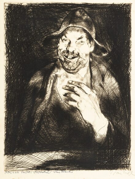 Szász Endre (Csíkszereda, 1926 – Mosdós, 2003) Jókedv Rézkarc, papír 385 X 295 mm Jelezve jobbra lent: Szász Endre Jelezve balra lent: Ajánlás: ' Oszinak baráti szeretettel Szász Bandi'