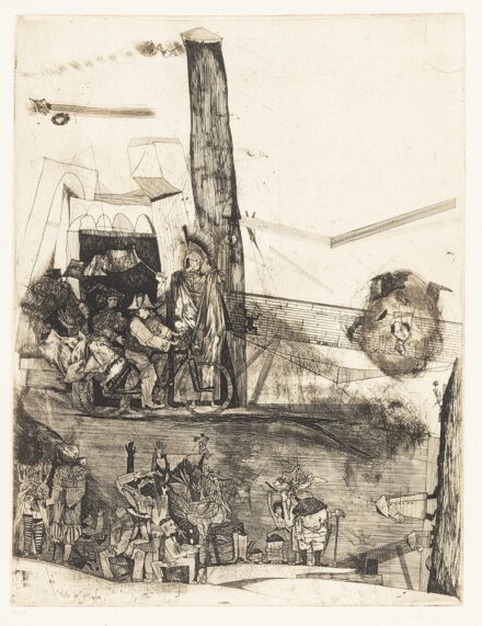 Kondor Béla (Pestszentlőrinc, 1931 – Budapest, 1972) Fete de village, 50/5 Rézkarc, papír 385 X 295 mm Jelezve jobbra lent: Kondor B. Jelezve a dúcon: 'fete de village'