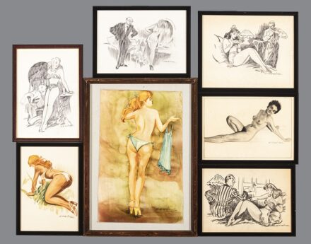 Sebők Imre (Apostag, 1906 – Budapest, 1980) 7 db grafika Akvarell, ceruza, papír Jelzettek