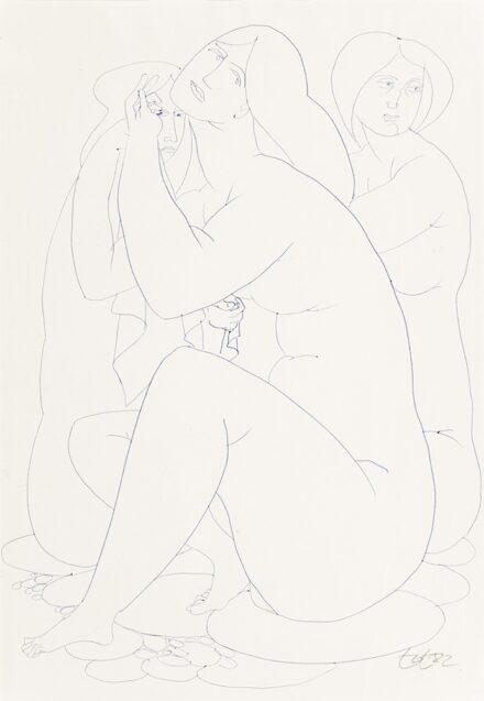 Amerigo Tot (Fehérvárcsurgó, 1909 – Róma, 1984) Aktok Golyóstoll, papír 43 X 30 cm Jelezve jobbra lent: Tot'82