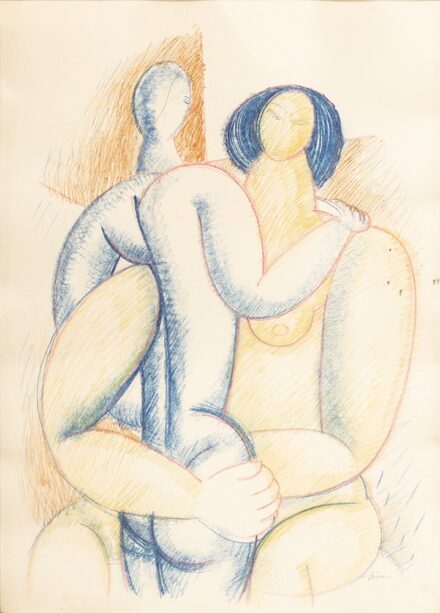 Hincz Gyula (Budapest, 1904 – Budapest, 1986) Szerelmesek Kréta, papír 61 X 43 cm Jelezve jobbra lent: Hincz