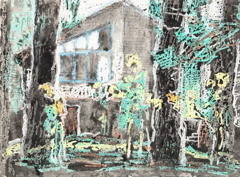 Miháltz Pál (Magyarvalkó, 1899 – Budapest, 1988) Utcarészlet Vegyes technika, papír 23 X 31 cm Jelezve balra fent: Miháltz 987