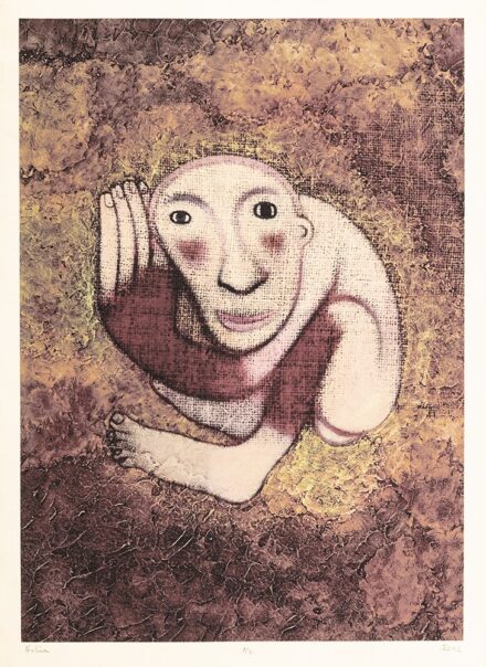 Földi Péter (Somoskőújfalu, 1949 - ) Ádám Digitális nyomat, merített papír 620 X 440 mm Jelezve jobbra lent: Földi 1/6