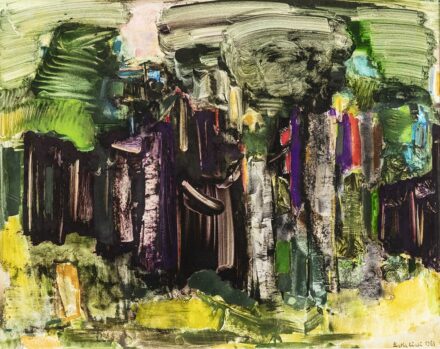 Bartha László (Kolozsvár, 1908 – Kőszeg, 1998) Kompozíció Vegyes technika, papír 36 X 46 cm Jelezve jobbra lent: Bartha László 1969