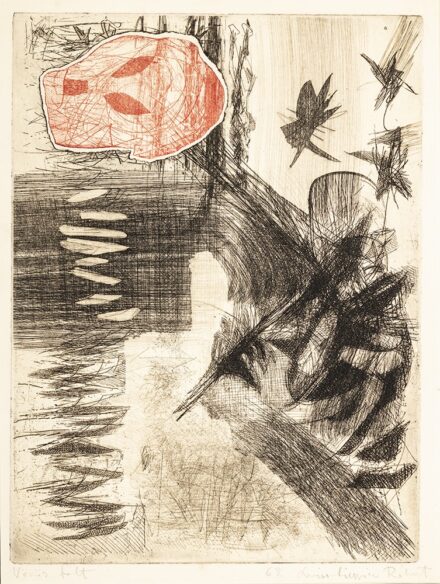 Swierkiewicz Róbert (Pécs, 1942 - ) Vörös folt Rézkarc, papír 400 X 295 mm Jelezve jobbra lent: 69.Swierkiewitz Róbert Jelezve balra lent: Vörös folt