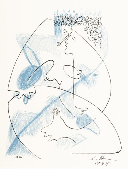 Luicen Hervé (Hódmezővásárhely, 1910 – Párizs, 2007) Ölelés, 23/100 Szitanyomat, papír 475 X 370 mm Jelezve balra lent: L.H.