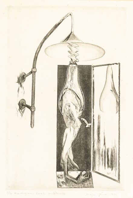 Major János (Budapest, 1934 - Budapest, 2008) Hieronymus Bosch emlékezete, 3/50 Rézkarc, papír 235 X 152 mm Jelezve jobbra lent: Major János 1964
