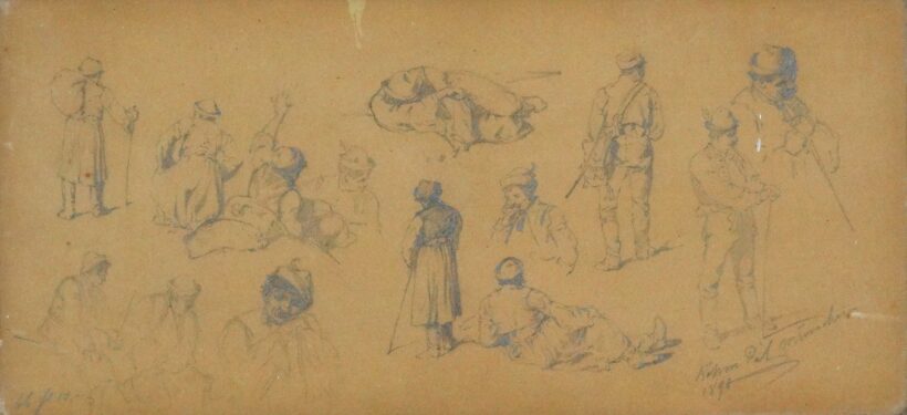 Böhm Pál (1839 - 1905): Parasztfigurák, München, 1890