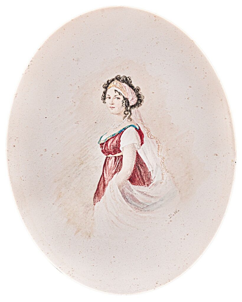 B. W. monogrammal, 19. sz. második fele: Leány fátyollal