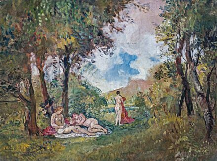 Herman Lipót (1884-1972): Ligetes táj fürdőzőkkel
