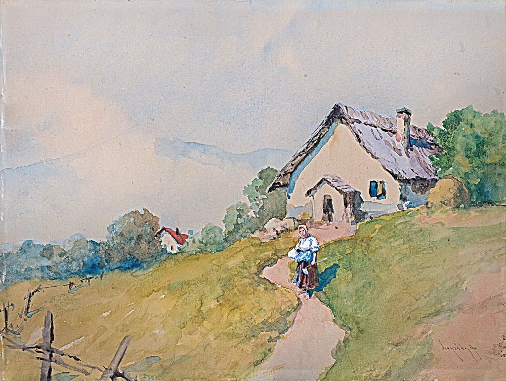 Neogrády Antal (1861-1942): Parasztház a domboldalon