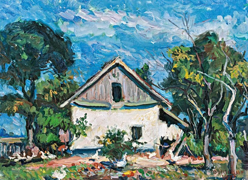 Boldizsár István (1897-1984): Falusi udvar kacsákkal, 1977