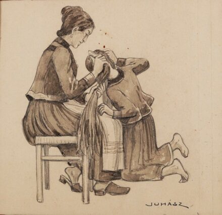 Juhász Árpád (1863 - 1914): Anya fésüli lánya hosszú haját