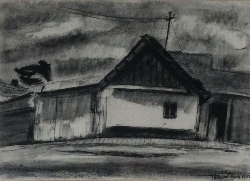 Olvashatatlan szignó: Falusi utca, 1965