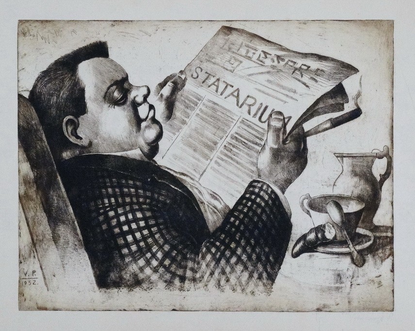 Varsányi Pál (1902-1990): Újságolvasó férfi, 1932
