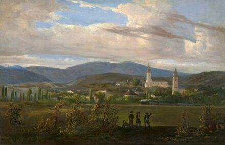 Jakobey Károly:Tokaj melletti táj gőzmozdonnyal (Tarcal), 1859
