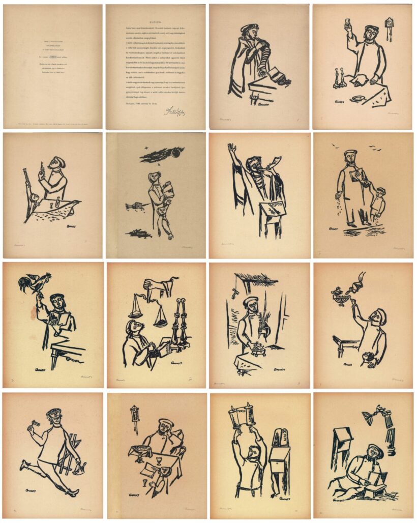 Ámos Imre:Zsidó ünnepek, 1940 (Ámos Imre 14 eredeti linómetszete, 147. számú példány)