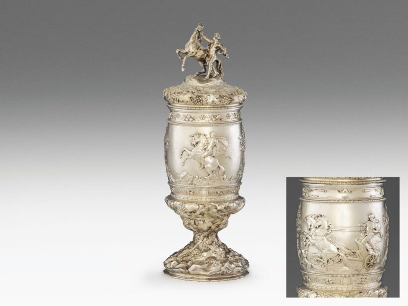 Bécsi fedeles boros kupa
Ezüst, 2203 g. 1880 körül, Würbel & Czokally, valamint Bachru