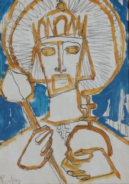 Prokop Péter (1919 - 2003): "Első királyunk", 1988 - ho.ajánlással