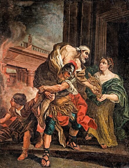 Német festő, 18. sz.: Aeneas és Anchises Trójából menekül