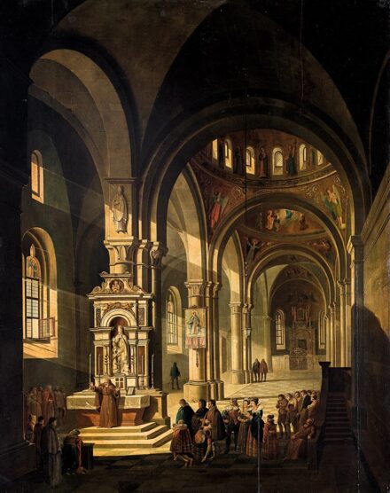 Pian, Antonio de (1784-1851): Templombelső alakokkal
