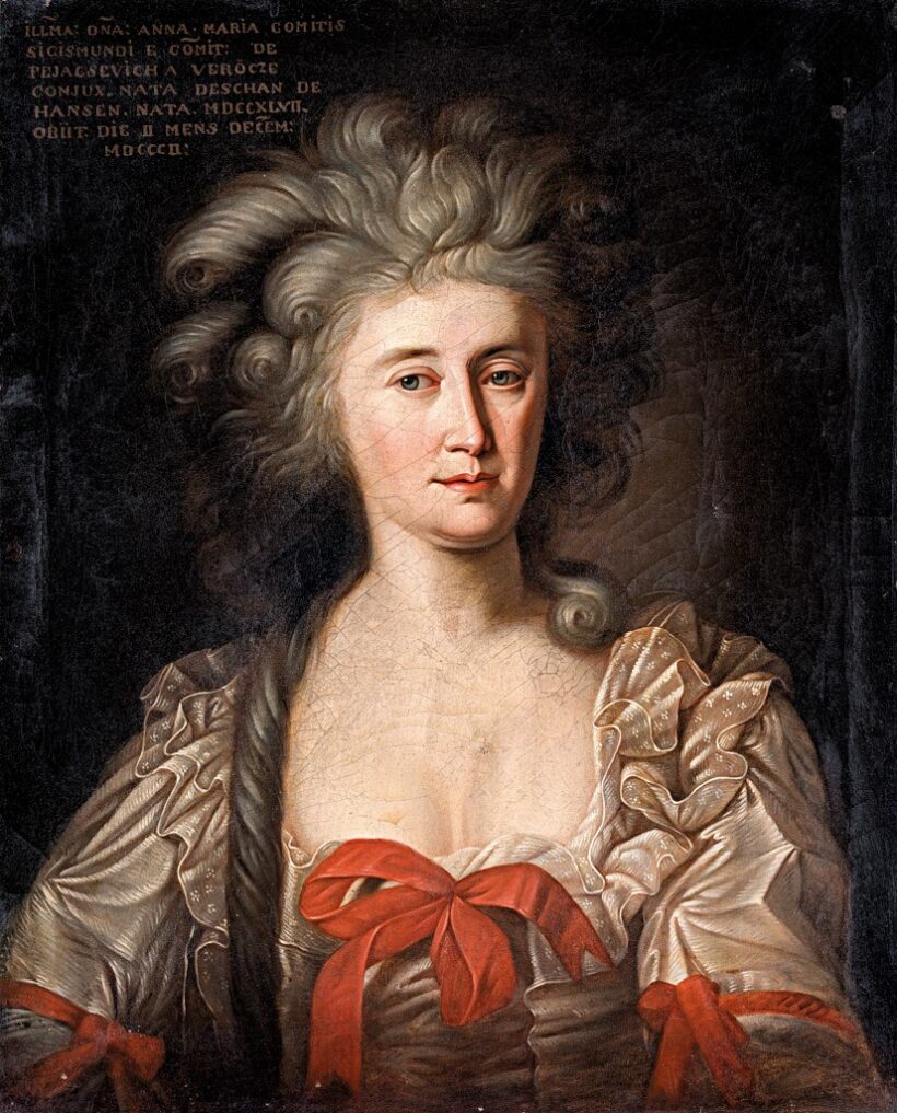 Magyar festő, 1800 körül: Pejacsevich Zsigmond ispán felesége, Annamária (1747-1802) portréja