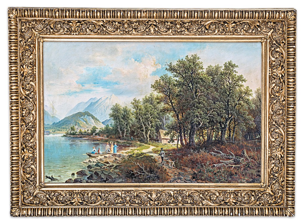 Burgaritzky, Josef (1836-1890): Csónakázók a Feichtenauer tavon