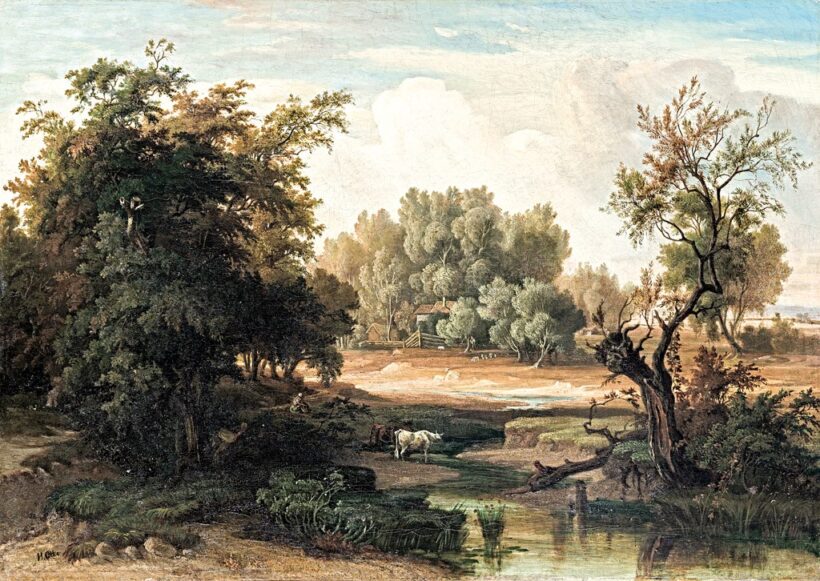 Otto, H. jelzéssel, 19. sz. közepe: Tájrészlet pásztorokkal