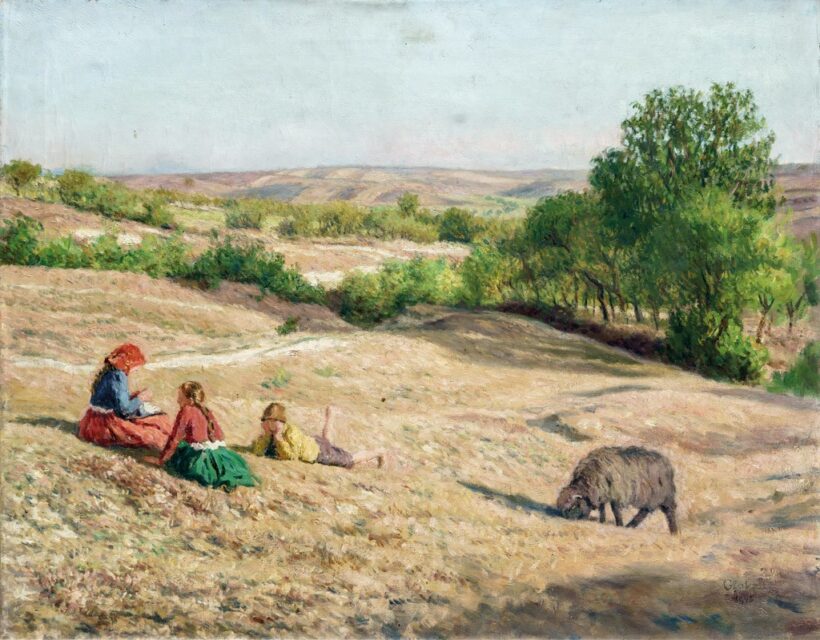 Glatz Oszkár (1872-1958): Gyerekek a domboldalon, 1943