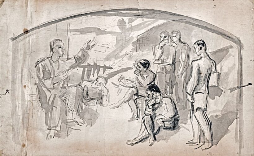 Szőnyi István (1894-1960): Falképvázlat