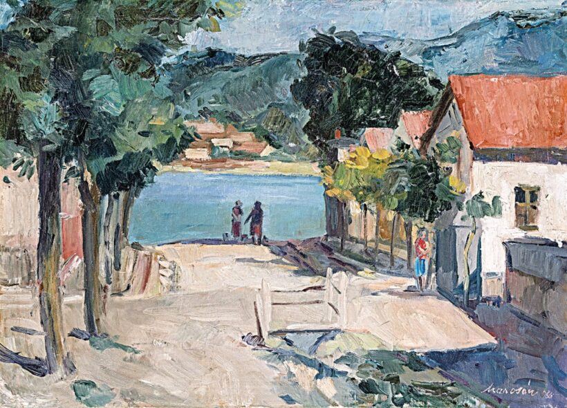 Marosán Gyula (1916-2003): "Dunapart" (Kisoroszi rév), 1956