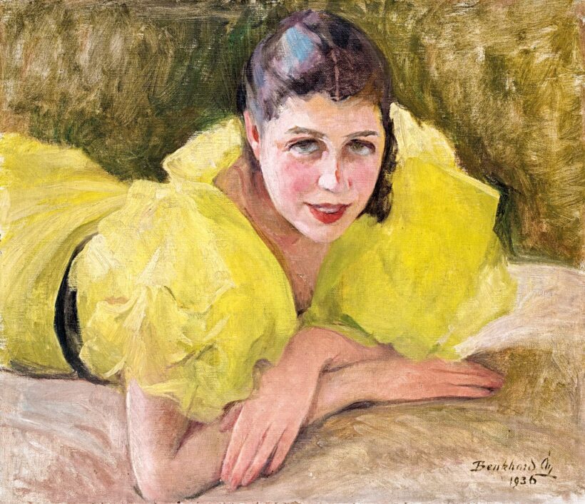 Benkhard Ágost (1882-1961): Sárgaruhás lány portréja (Karácsonyi Margit), 1936