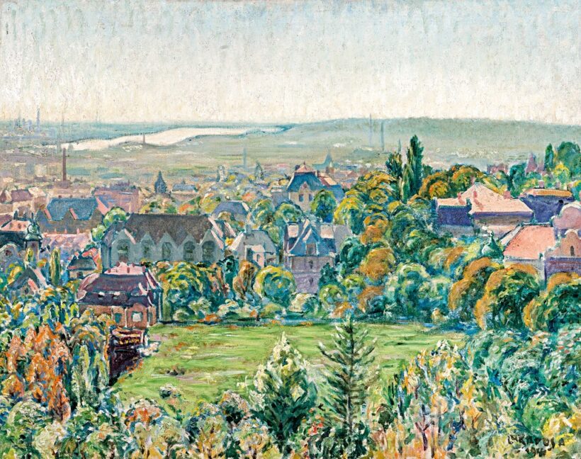 Lakatos Artúr (1880-1968): "Kilátás a Gellérthegyről" (Lágymányos), 1940 körül