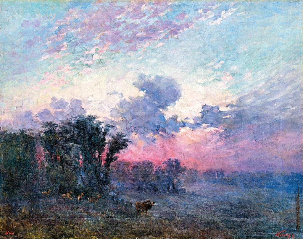 Keleti Gábor (1870-?): Pirkadat szarvasokkal